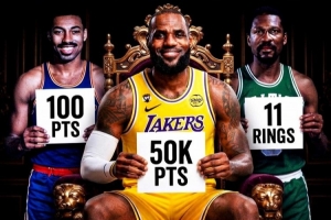 美媒晒NBA不可打破纪录：詹姆斯5万分 拉塞尔11冠&大帅单场100分