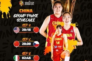 中国女篮世界杯小组赛程出炉：9月4日首战美国 依次战捷克&意大利