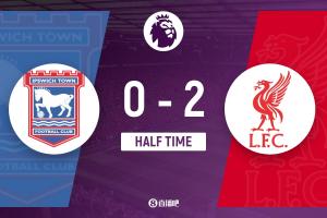 半场-利物浦暂2-0伊普斯维奇 伊萨克3分钟2球加克波两助攻